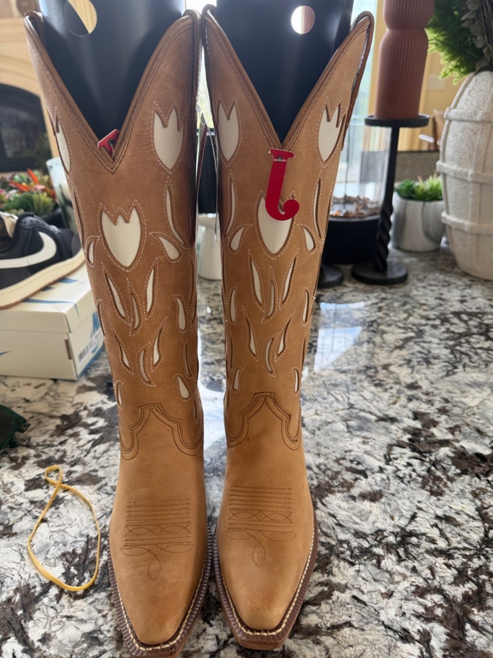 Justin Boots Tan Brown Western Tall Ankle Booties